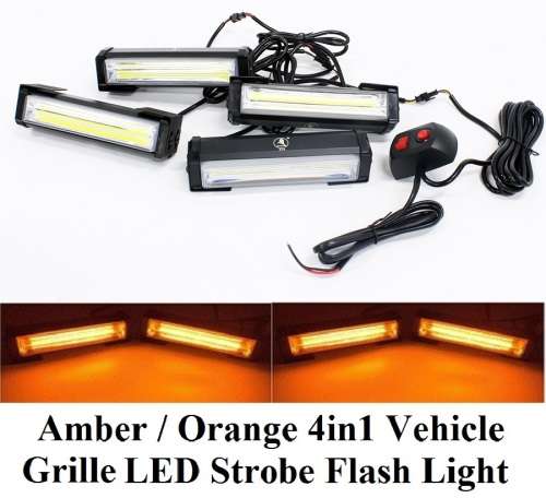 Amber Orange Yellow 4in1 Vehicle LED Cluster Strobe Flash Light Bar Kit. Collections are allowed.