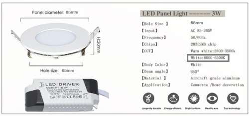 LED Ceiling Lights 3W 220V Complete with Fittings and Driver / PSU. Collections are allowed.