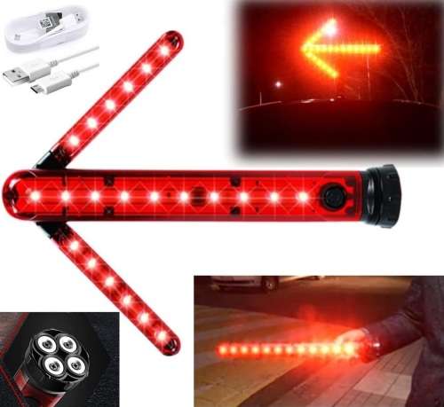 Flash Strobe Warning Traffic Wand Light, Magnetic, Unfolding Rotating Blades. Collections Allowed