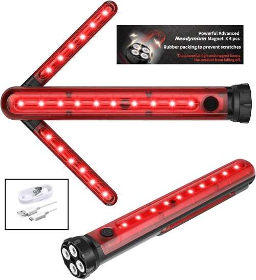 Flash Strobe Warning Traffic Wand Light, Magnetic, Unfolding Rotating Blades. Collections Allowed