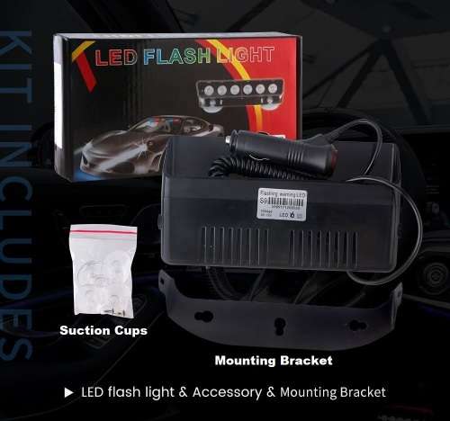 LED Windscreen Vehicle Strobe Dashboard Light Long 6LED Version. Collections Are Allowed.