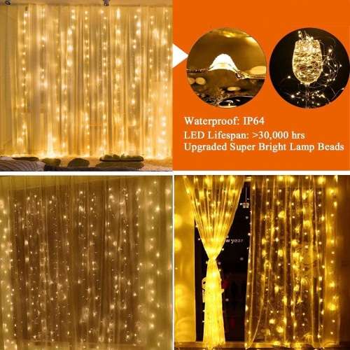 LED Decorative Fairy Curtain Lights Waterproof 220V AC in Warm White. Collections are allowed.