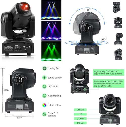 Professional Disco Moving Head GOBO Light DMX512 Stage Light, DJ Party Light. Collections Allowed.