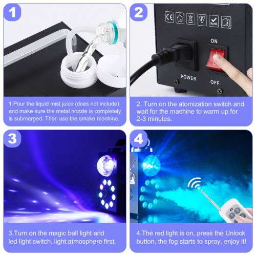 Professional Smoke Fog Machine with MultiColour RGB LEDs, Rotating Light Ball. Collections allowed