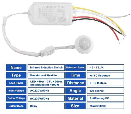 Special Offer: Infrared Tech Based Automatic Motion Sensor Induction Switch. Collections allowed