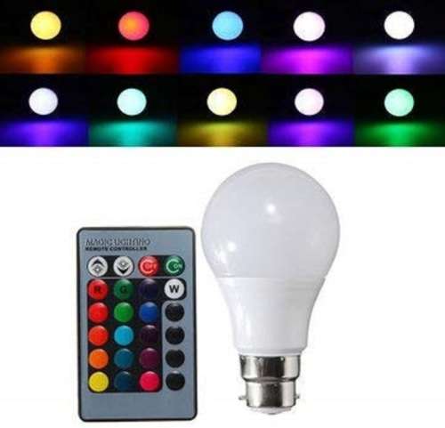 Colour Changing LED RGB Light Bulb with Wireless IR Remote Control. Collections are allowed.