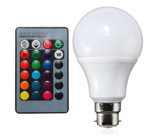 Colour Changing LED RGB Light Bulb with Wireless IR Remote Control. Collections are allowed.