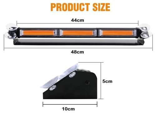 Very Long Amber Orange COB LED Windscreen Dashboard Flash Warning Dash Light Bar.Collections Allowed