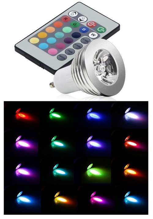 LED MULTI COLOUR RGB MAGIC SPOT/DOWN LIGHT BULB with REMOTE CONTROL. Collections are allowed.
