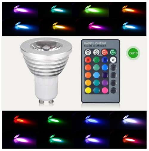 LED MULTI COLOUR RGB MAGIC SPOT/DOWN LIGHT BULB with REMOTE CONTROL. Collections are allowed.