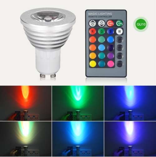 LED MULTI COLOUR RGB MAGIC SPOT/DOWN LIGHT BULB with REMOTE CONTROL. Collections are allowed.