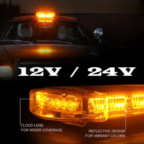 Amber Orange Yellow Vehicle Roof Top COB LED Flash Strobe Light Bar. Magnetic. Collections Allowed.