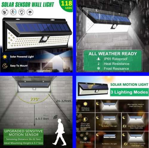 Solar Induction Wall LED Lamp With Motion Sensor. Collections Are Allowed.