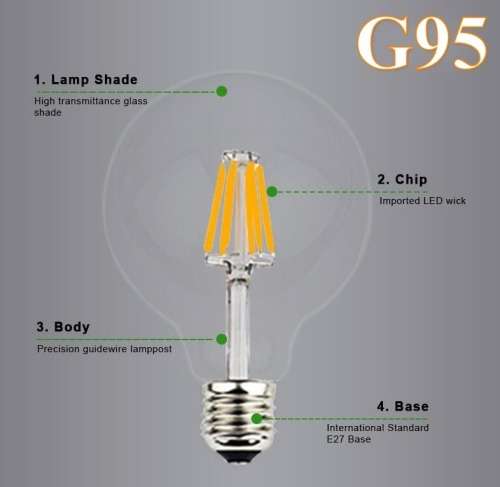LED Light Bulbs: Filament COB LED Vintage G95 Design Light Bulbs. Collections Are Allowed.
