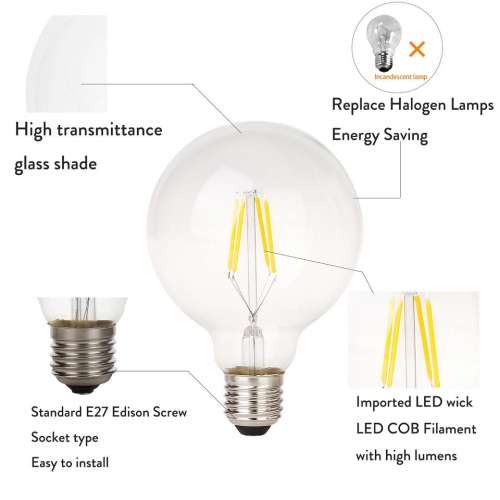 LED Light Bulbs: Filament COB LED Vintage G95 Design Light Bulbs. Collections Are Allowed.