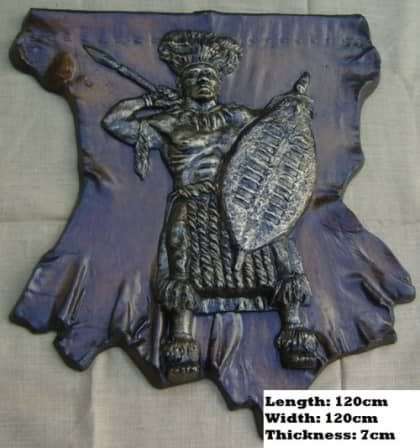 Zulu Impi Warrior on `Faux Leather` Frame. Novelty & Unique. Brand New Products. Collections Allowed