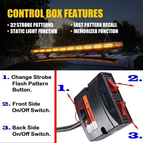 Breakdown Tow Truck Amber Orange Yellow Vehicle Strobe Roof Top Flash Light Bar. Collections Allowed