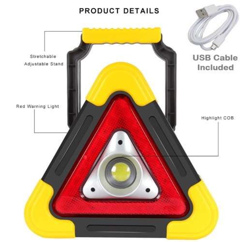 Solar LED MultiFunction Work Flood Light Red LED Emergency Warning Triangle. Collections Are Allowed