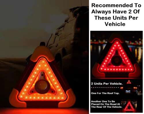 Solar LED MultiFunction Work Flood Light Red LED Emergency Warning Triangle. Collections Are Allowed