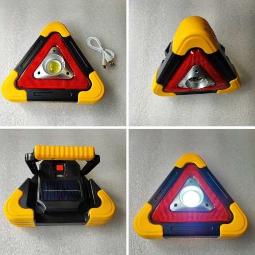 Solar LED MultiFunction Work Flood Light Red LED Emergency Warning Triangle. Collections Are Allowed