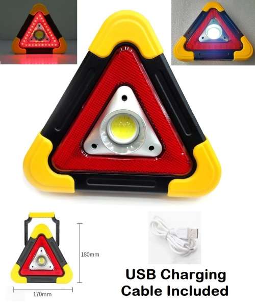 Solar LED MultiFunction Work Flood Light Red LED Emergency Warning Triangle. Collections Are Allowed