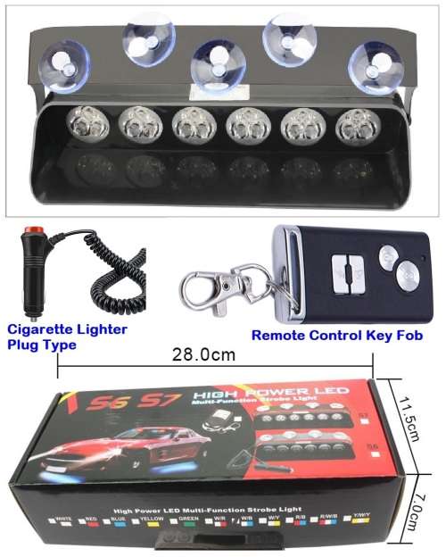 Remote Controlled LED Strobe Cool White Vehicle Flash Dashboard / Visor Light. Collections Allowed.