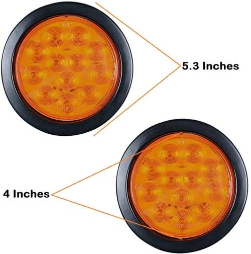 Pair Of LED Tail / Stop / Brake Lights: Round DC12V ~ 24V Amber / Orange. Collections Are Allowed.