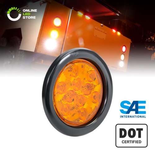 Pair Of LED Tail / Stop / Brake Lights: Round DC12V ~ 24V Amber / Orange. Collections Are Allowed.