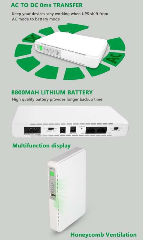 Mini UPS 8800mAh Portable Uninterruptible Power Supply Battery Back-Up. Collections allowed.