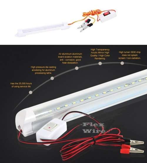 LED Tube Light 12V with Wiring and On / Off Switch. Ideal for Load Shedding. Collections Allowed.
