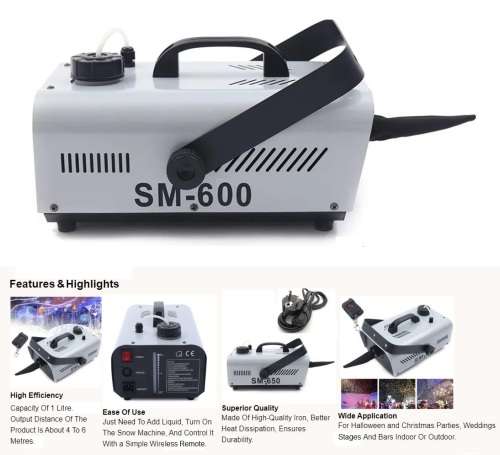 600W Snow Making Machine, Wireless Remote Control Snowflake Maker 220V. Collections Are Allowed.