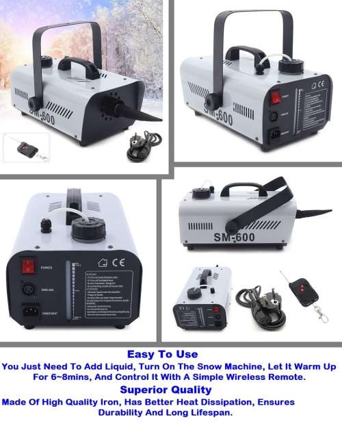 600W Snow Making Machine, Wireless Remote Control Snowflake Maker 220V. Collections Are Allowed.