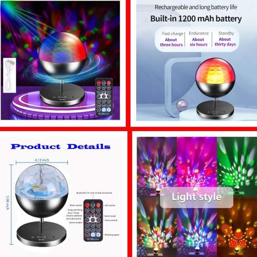 Rechargeable MultiColour LED Wireless Speaker Music Rotating Crystal Magic Ball. Collections Allowed