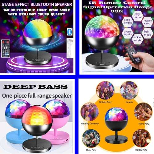 Rechargeable MultiColour LED Wireless Speaker Music Rotating Crystal Magic Ball. Collections Allowed