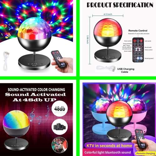 Rechargeable MultiColour LED Wireless Speaker Music Rotating Crystal Magic Ball. Collections Allowed