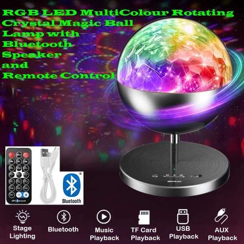 Rechargeable MultiColour LED Wireless Speaker Music Rotating Crystal Magic Ball. Collections Allowed