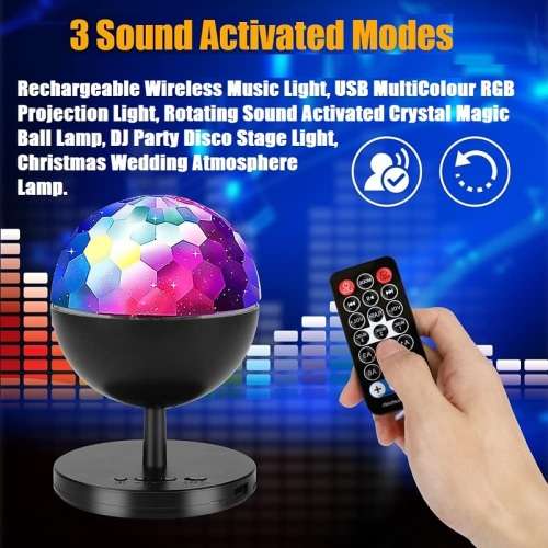 Rechargeable MultiColour LED Wireless Speaker Music Rotating Crystal Magic Ball. Collections Allowed