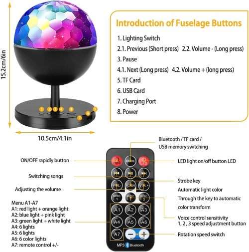 Rechargeable MultiColour LED Wireless Speaker Music Rotating Crystal Magic Ball. Collections Allowed