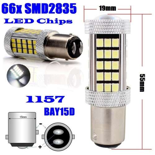 Cool White 1157/BAY15D 16W 990lm 66xSMD2835 LED Light Bulb, DC9~32V. Collections Are Allowed.