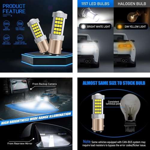 Cool White 1157/BAY15D 16W 990lm 66xSMD2835 LED Light Bulb, DC9~32V. Collections Are Allowed.