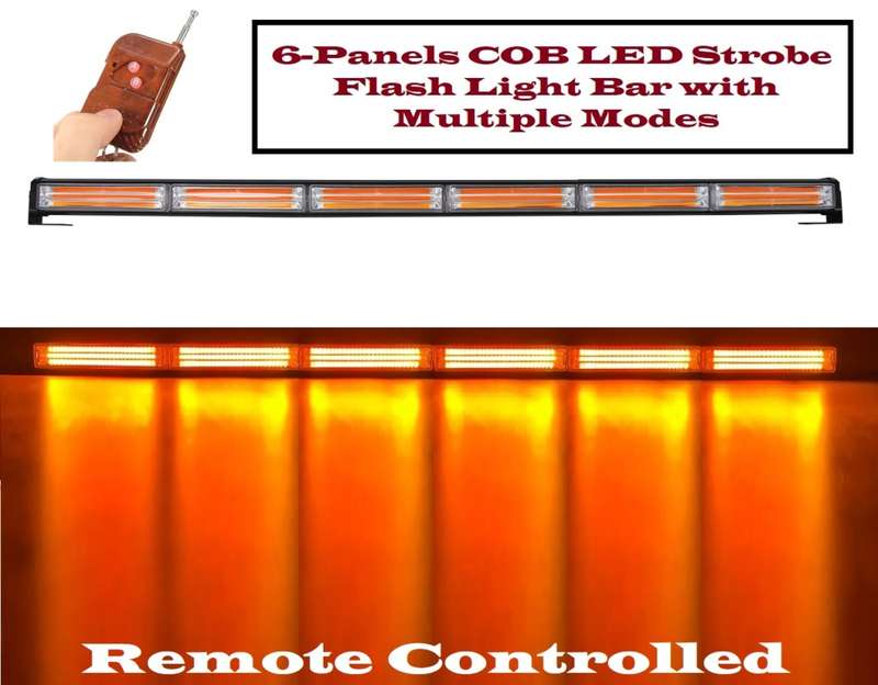 Amber Orange Vehicle Flash LED Strobe Light Bar COB LED Remote Controlled. Collections Are Allowed.