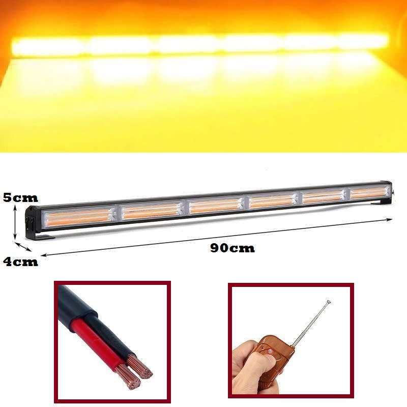 Amber Orange Vehicle Flash LED Strobe Light Bar COB LED Remote Controlled. Collections Are Allowed.