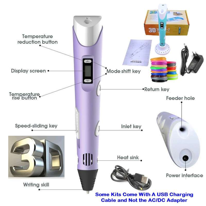 Intelligent 3D Printing Pen With LED Display, PLA/ABS Filaments, Ideal Gift. Collections Are Allowed