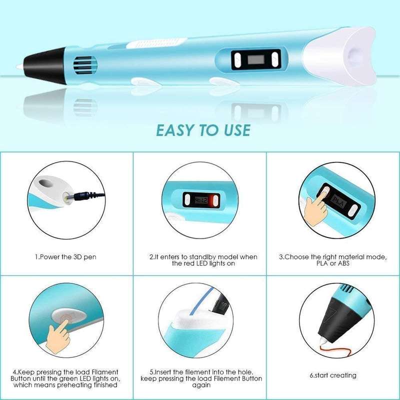 Intelligent 3D Printing Pen With LED Display, PLA/ABS Filaments, Ideal Gift. Collections Are Allowed