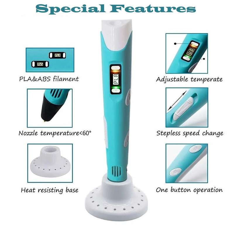 Intelligent 3D Printing Pen With LED Display, PLA/ABS Filaments, Ideal Gift. Collections Are Allowed