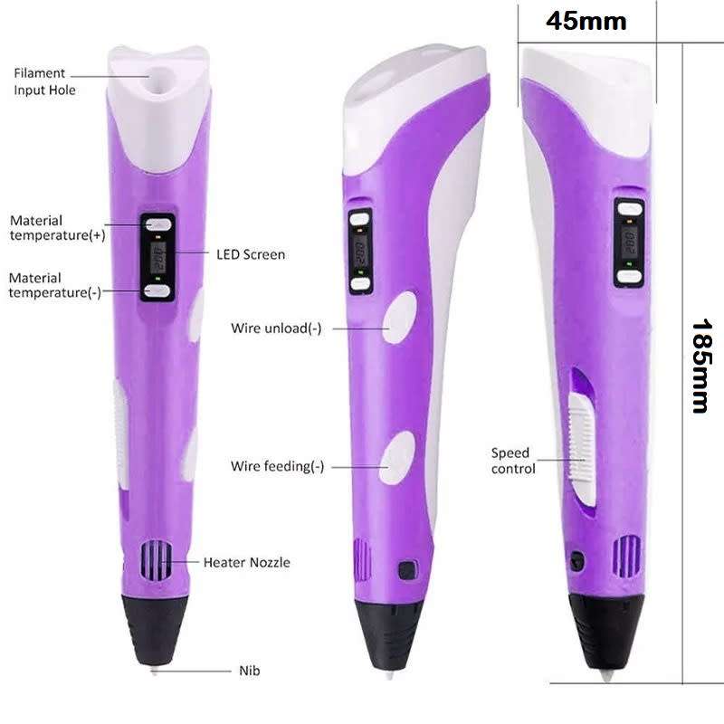 Intelligent 3D Printing Pen With LED Display, PLA/ABS Filaments, Ideal Gift. Collections Are Allowed