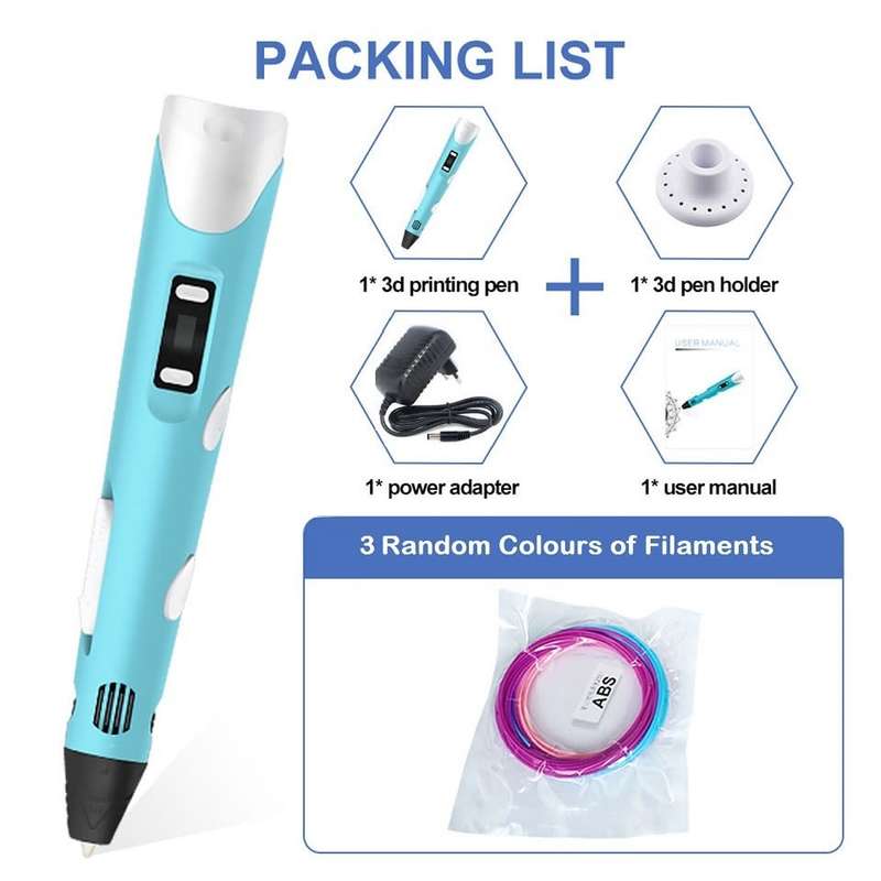 Intelligent 3D Printing Pen With LED Display, PLA/ABS Filaments, Ideal Gift. Collections Are Allowed