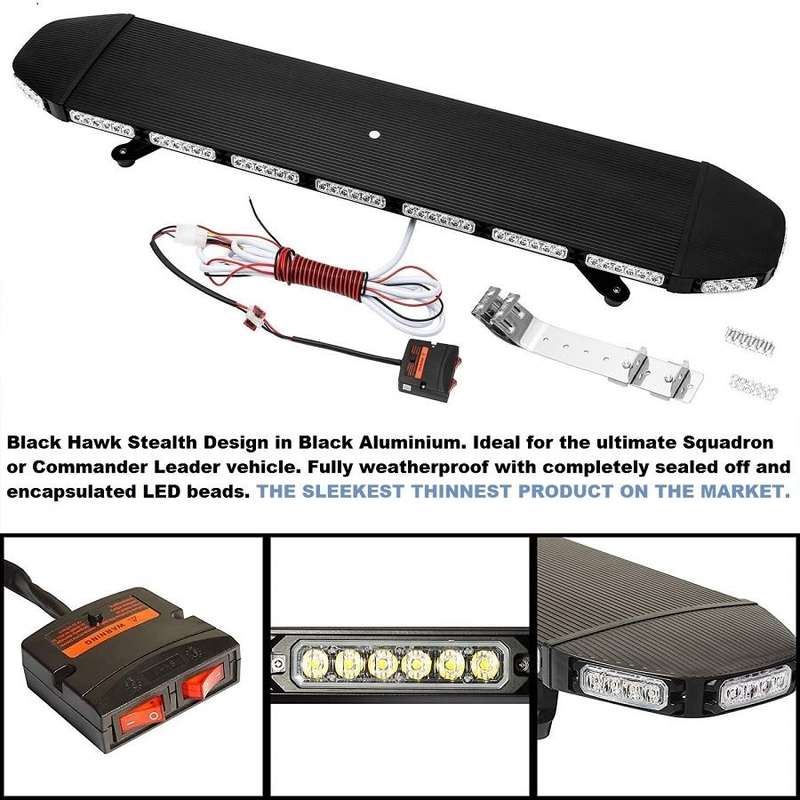 Black Hawk Squadron Leader LED Roof Top Flash Strobe Light Bar. Stealth Design. Collections Allowed.