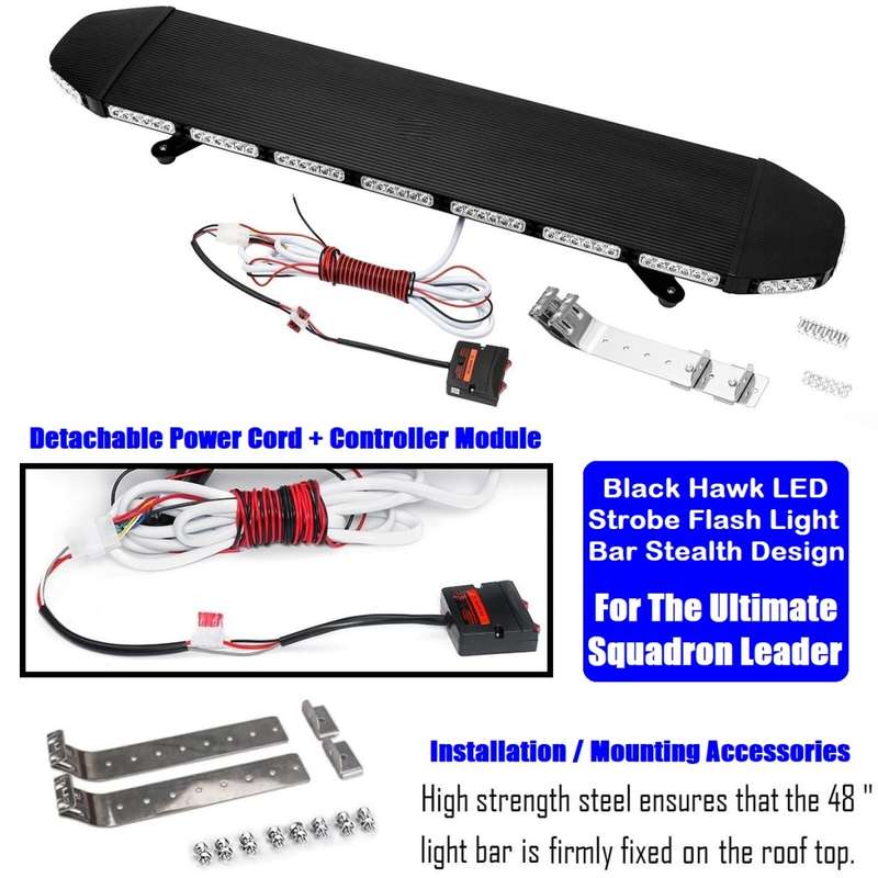 Black Hawk Squadron Leader LED Roof Top Flash Strobe Light Bar. Stealth Design. Collections Allowed.