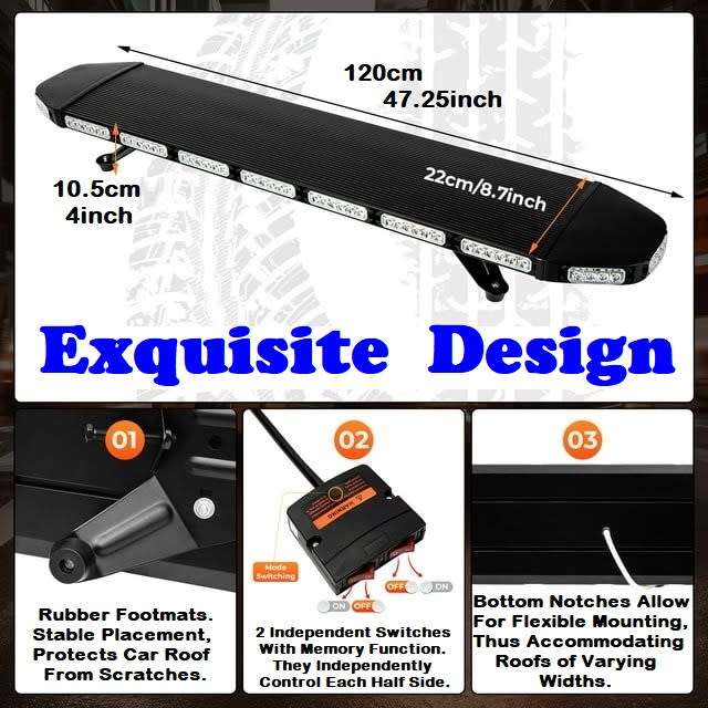 Black Hawk Squadron Leader LED Roof Top Flash Strobe Light Bar. Stealth Design. Collections Allowed.